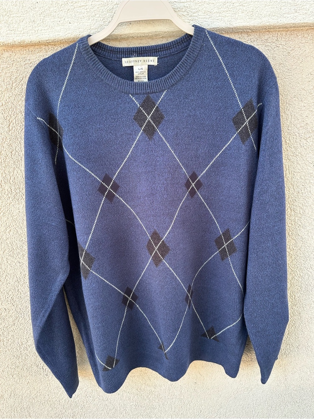 Geoffrey Beene Blue Argyle Crewneck Sweater